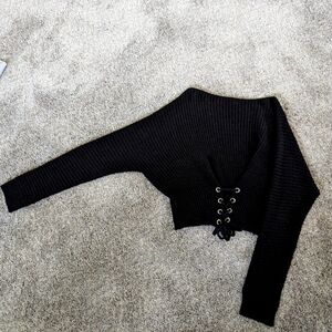 Cozy Casual Black Crop Sweater